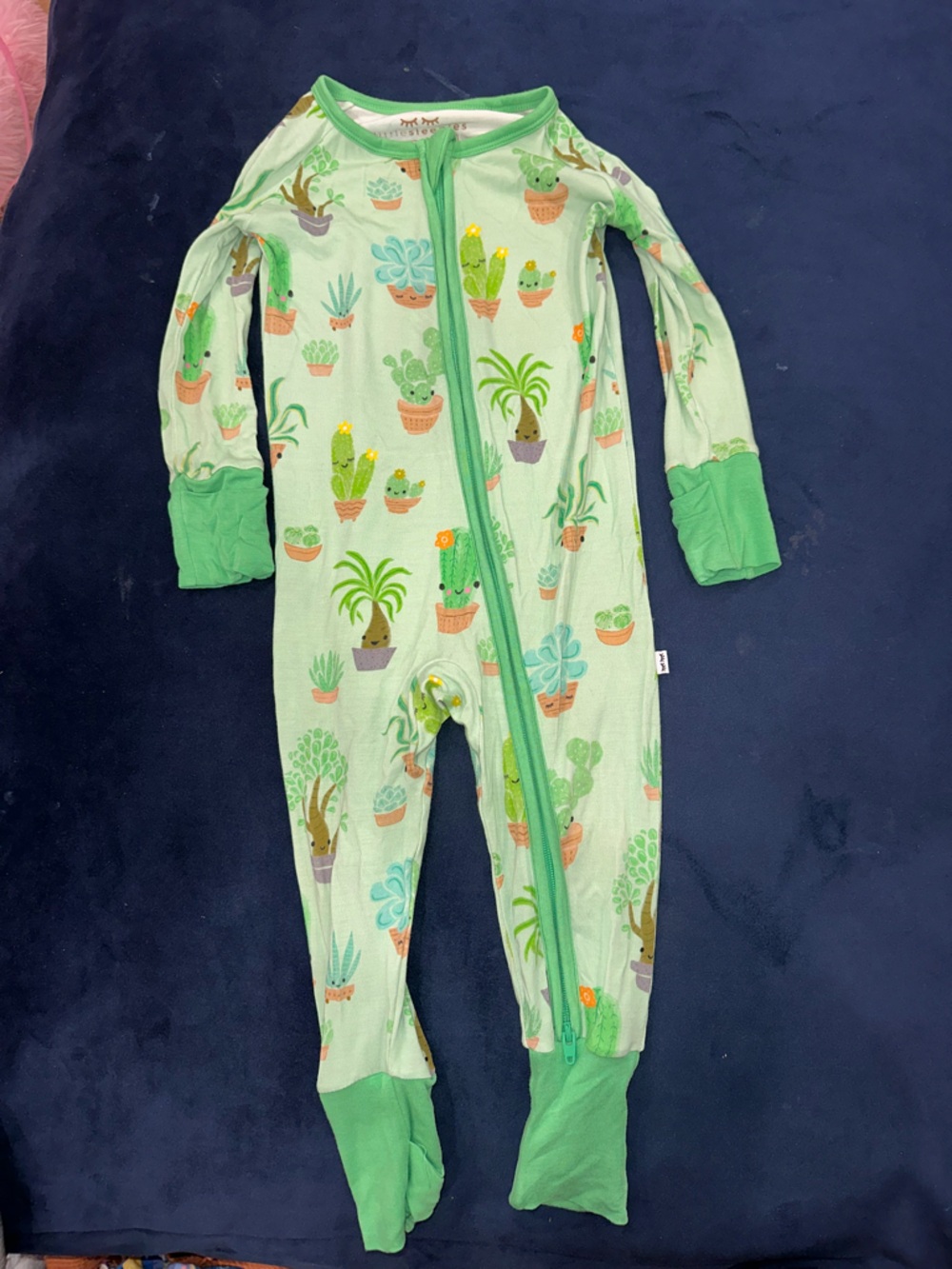 Little Sleepies Green Succulent Print One-Piece